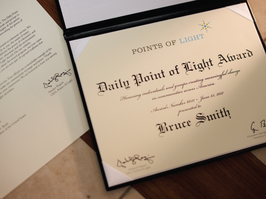 a photo of Bruce's Daily Point of LIght Award