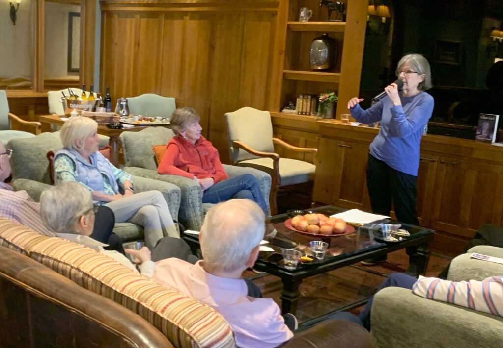 Dorothy Winsor speaking at The Garlands about her new book